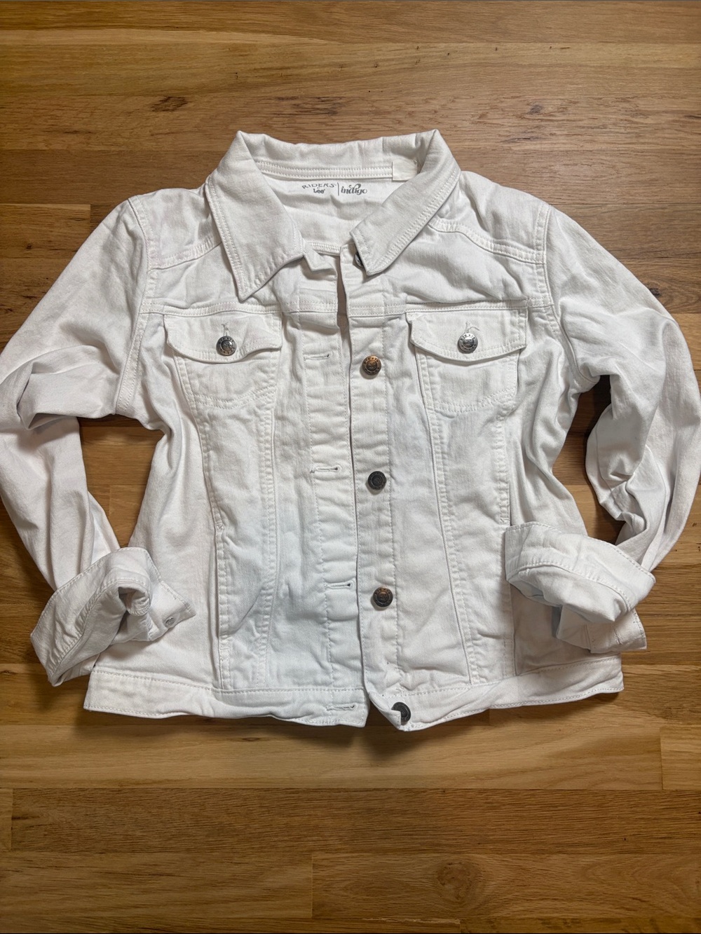 Riders by Lee Indigo White Denim Trucker Style Jean Jacket
